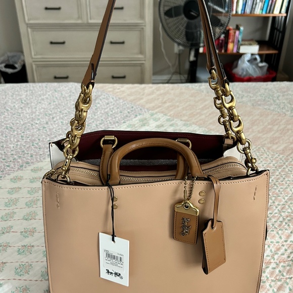 EUC Coach Rogue 31 Colorblock Beechwood Chalk Burgandy Brass HW “C”Chain RARE 👜 - Picture 16 of 16